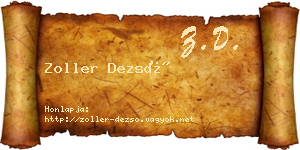 Zoller Dezső névjegykártya